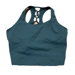 Senita Athletics Women’s Sports Bra Size M Teal Lace Up Medium Impact Padded